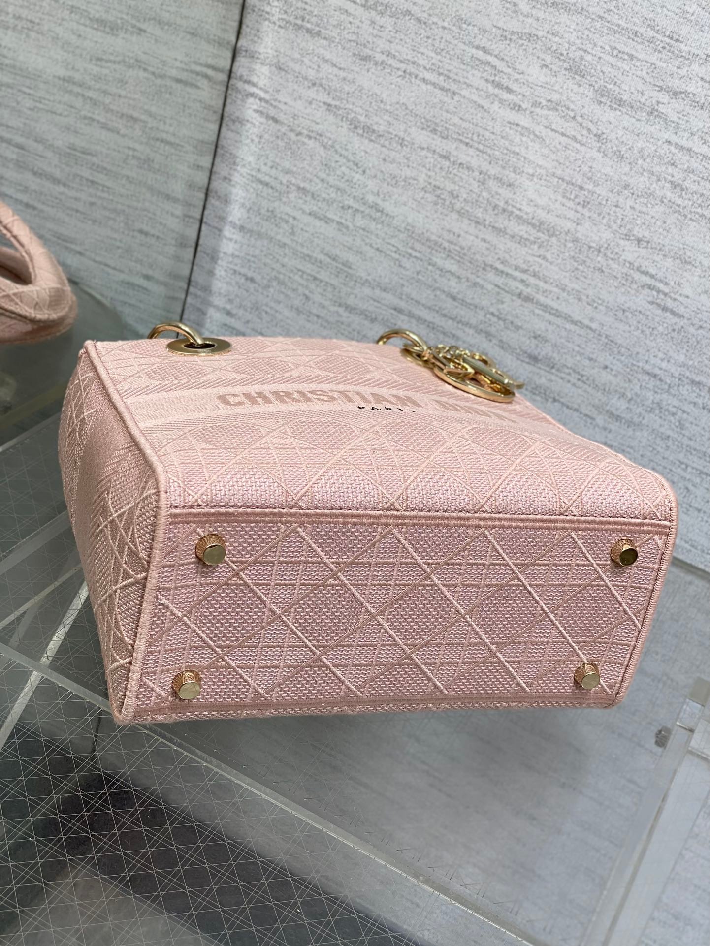 Dior Lady Series Soft Pink Fabric Luxury Handbag - Image 5