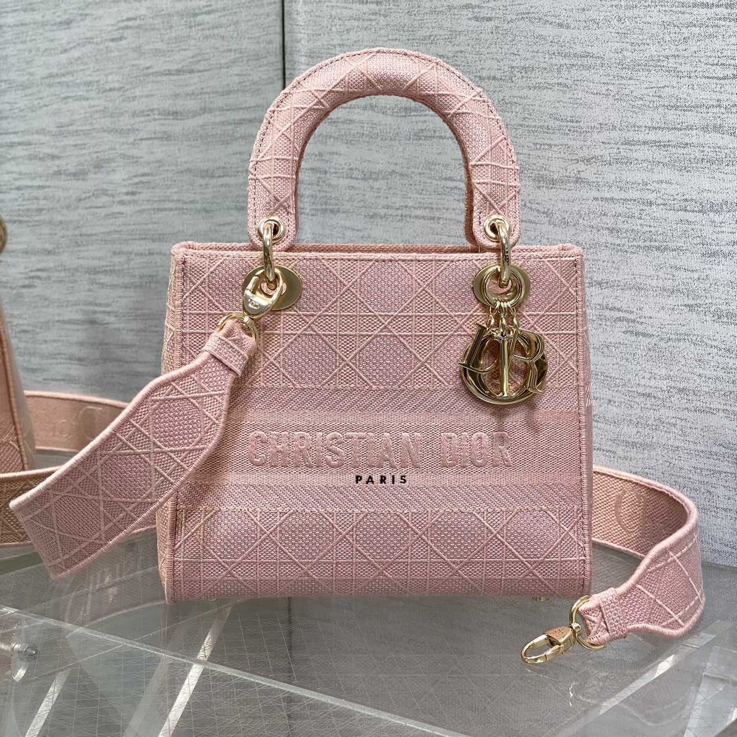 Dior Lady Series Soft Pink Fabric Luxury Handbag