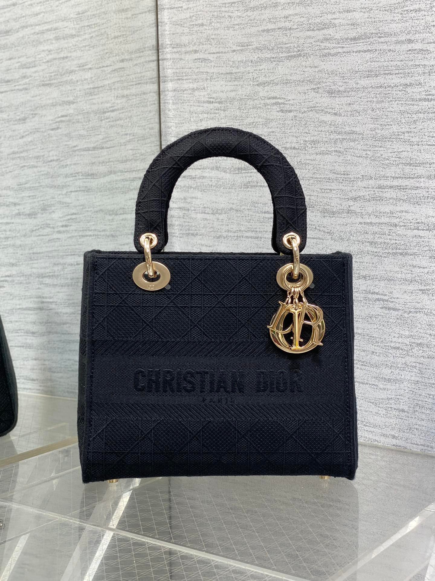 Alternative view of Dior Lady Series Black Fabric Classic Hand Carry Bag