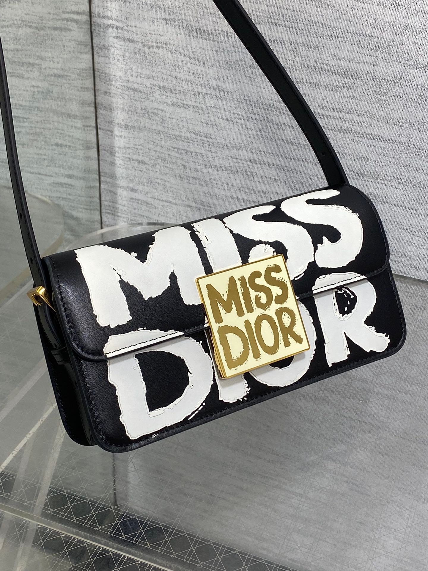 Alternative view of Dior Small Flap Bag Black White Lambskin Hardware