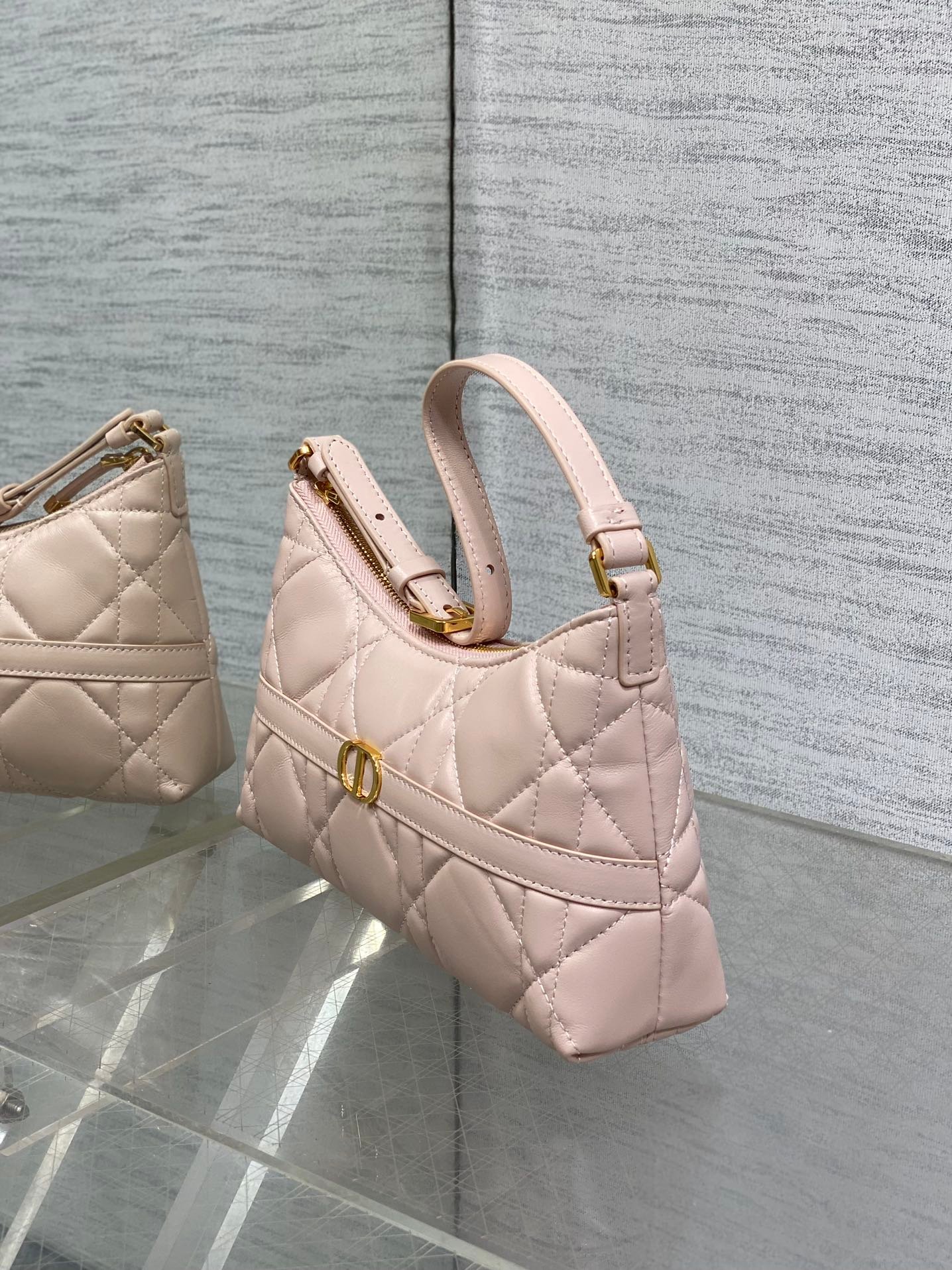 Dior Miss Caro Series Pink Lambskin Mini Hobo Bag - Image 8