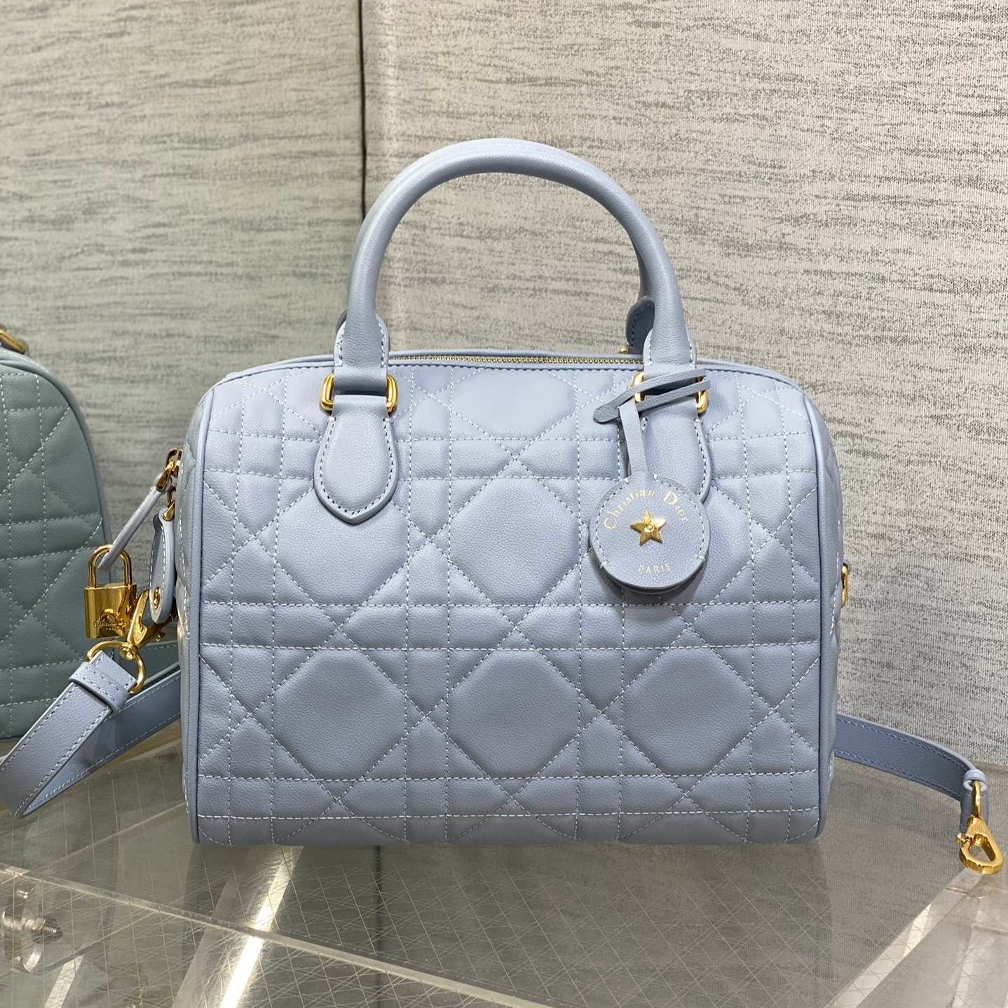 Dior Groove Series Light Blue Plush Lambskin Large Bag