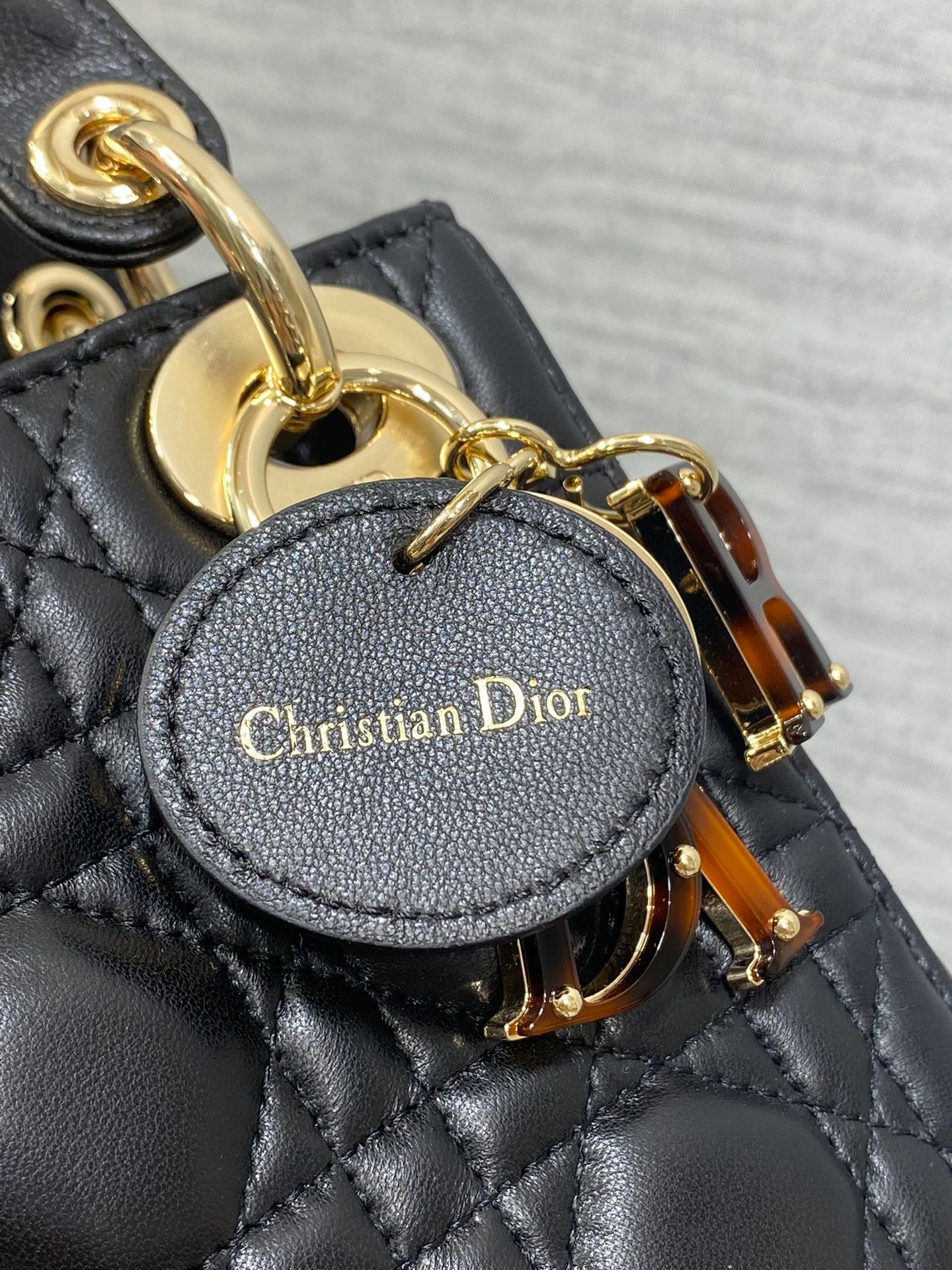 Dior Mini Lady 17cm Black Lambskin Bag with Charm - Image 6