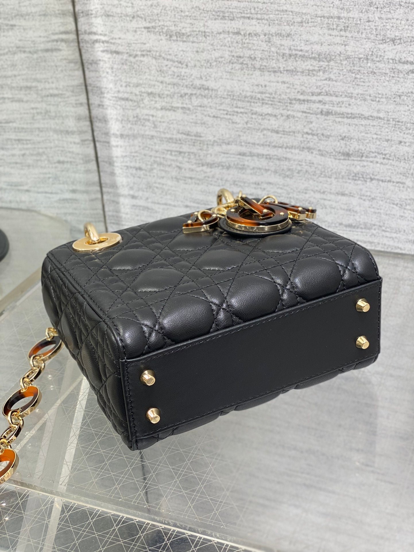 Dior Mini Lady 17cm Black Lambskin Bag with Charm - Image 9