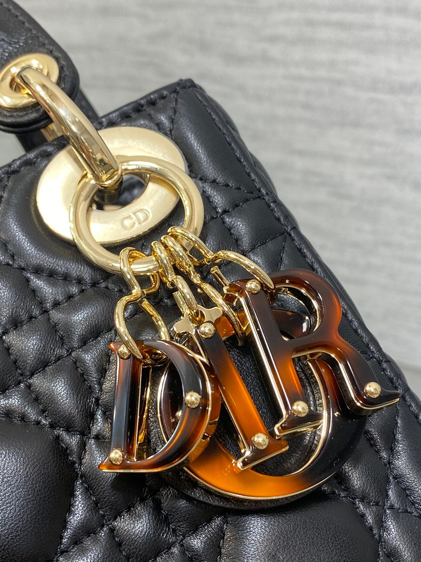 Dior Mini Lady 17cm Black Lambskin Bag with Charm - Image 5
