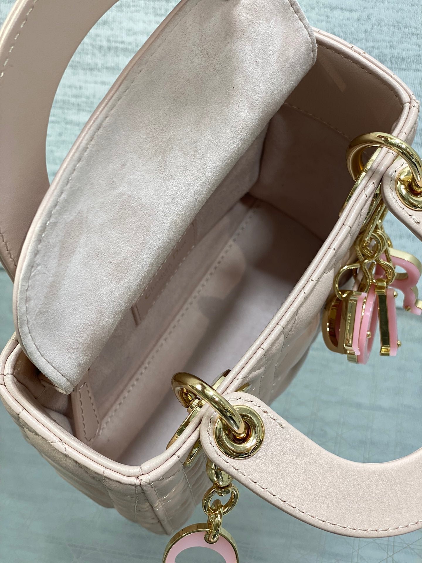 ior Mini Lady 17cm Pink Lambskin Bag with Pink Charm - Image 9