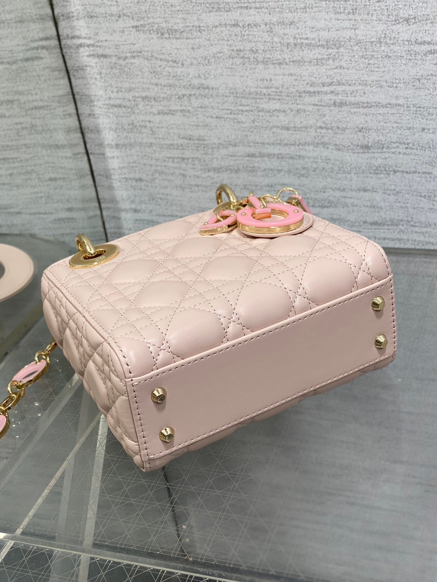 ior Mini Lady 17cm Pink Lambskin Bag with Pink Charm - Image 7