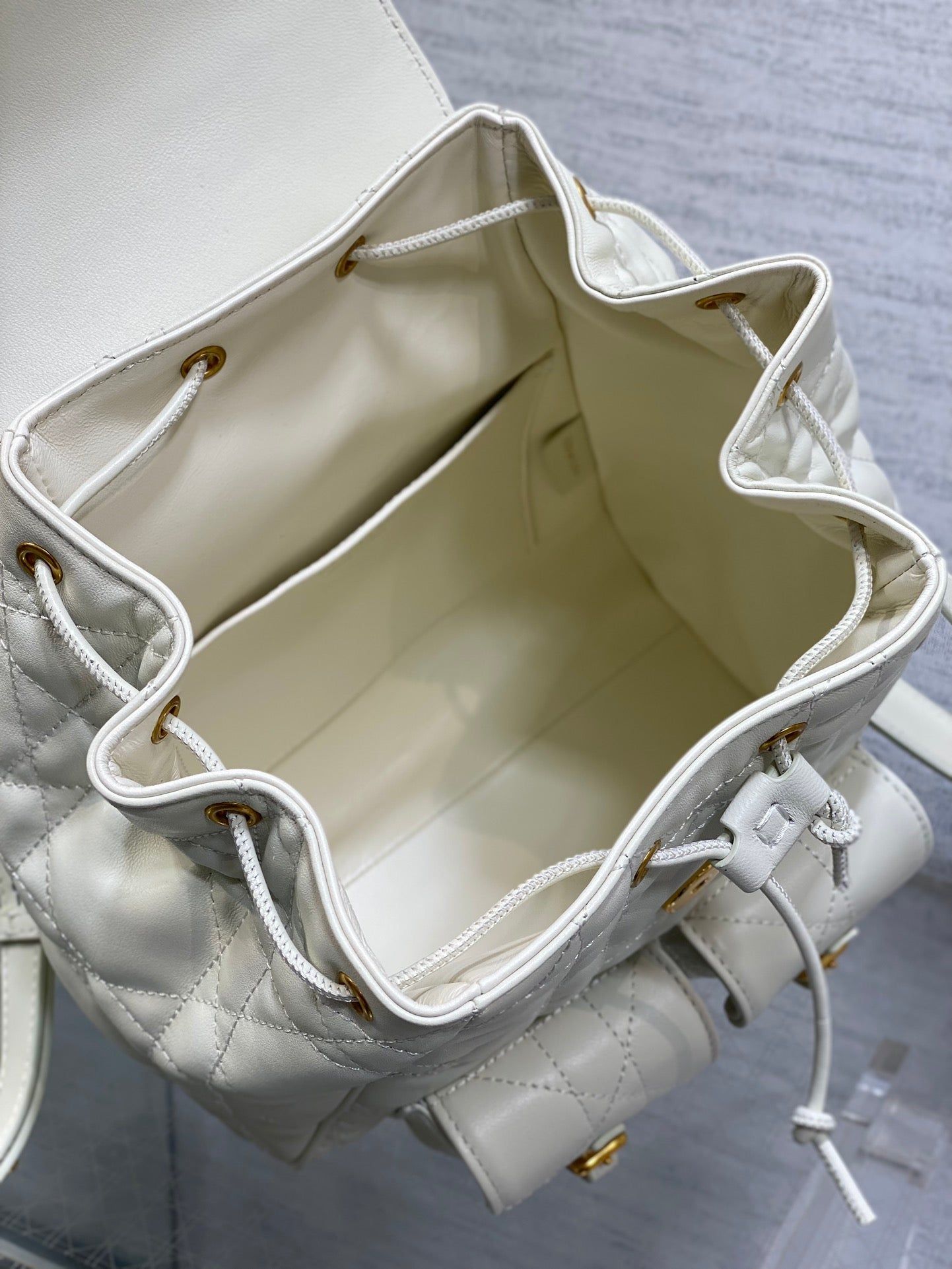 Dior Caro Flap Backpack White Quilted Lambskin - Image 8