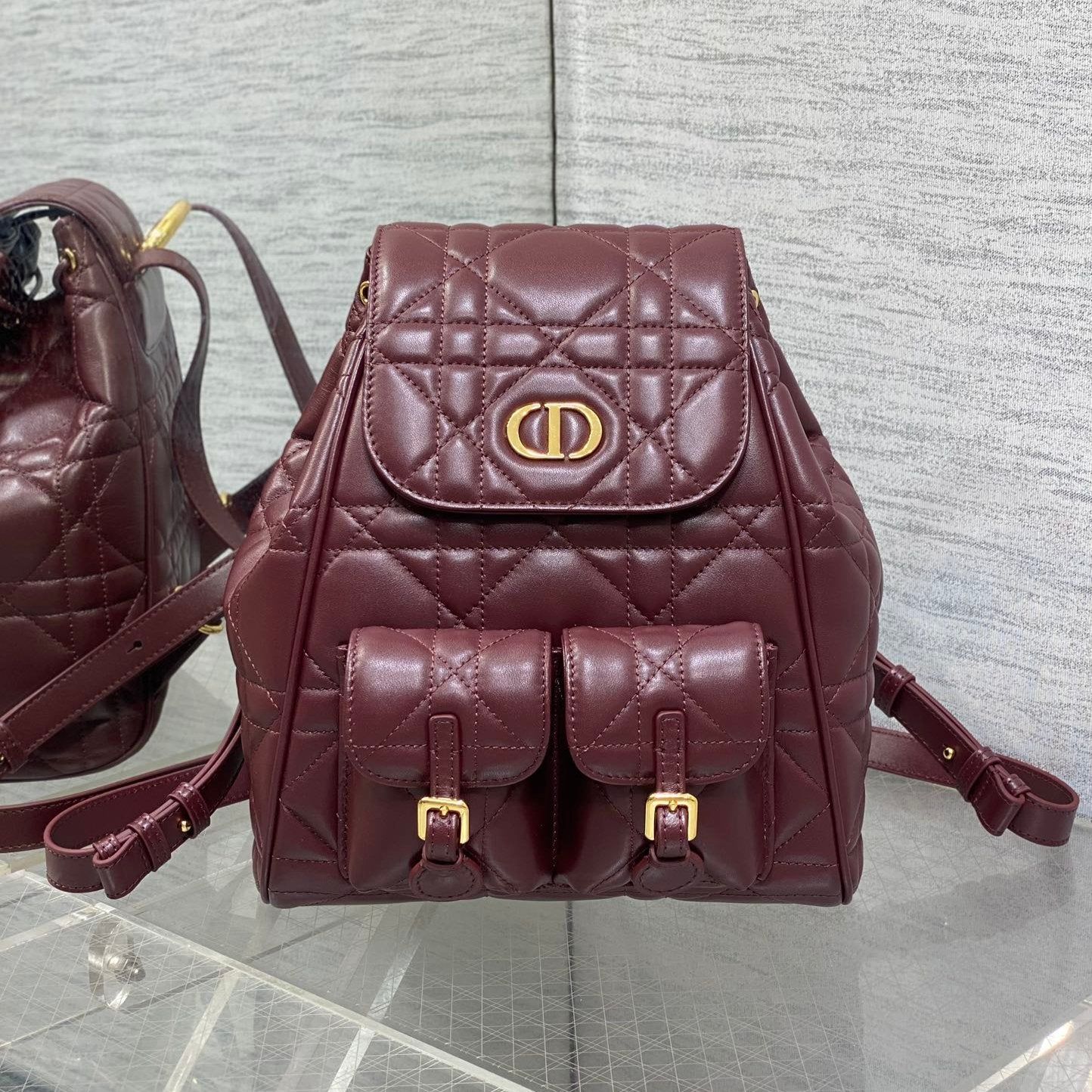 Dior Small Caro Flap Backpack Plum Purple
