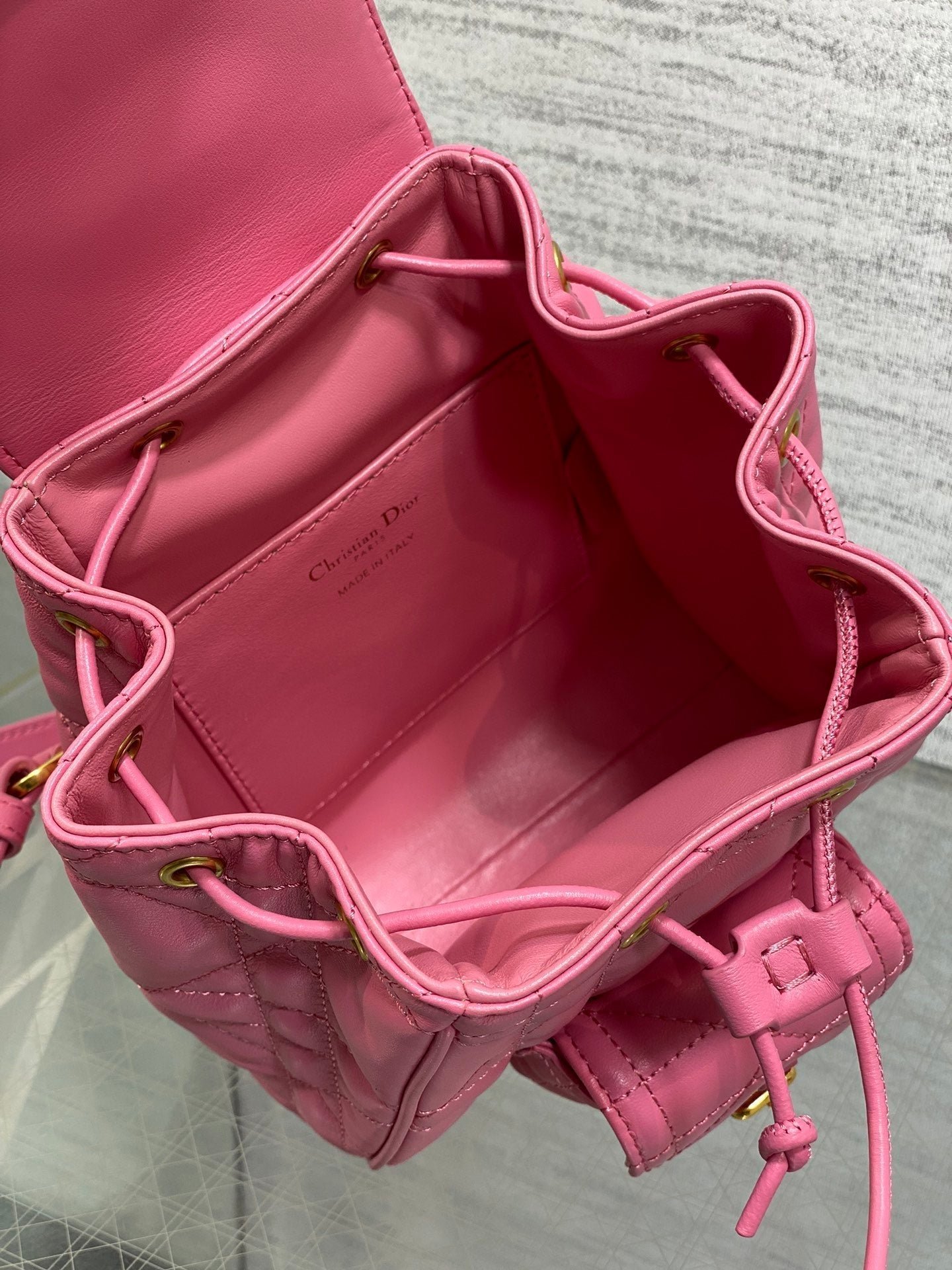 Dior Mini Caro Flap Backpack Punch Pink Lambskin - Image 9