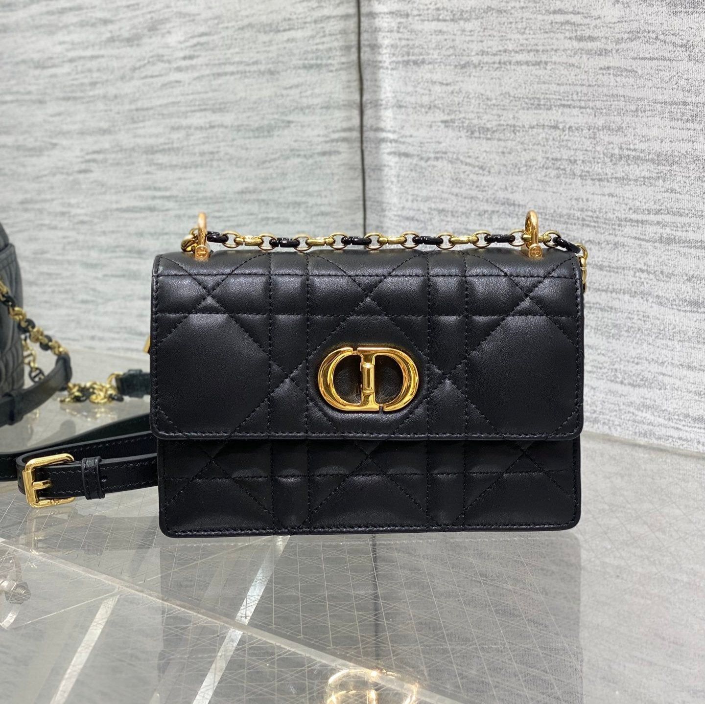 Dior Miss Caro Series Black Lambskin Quilted Chain Bag