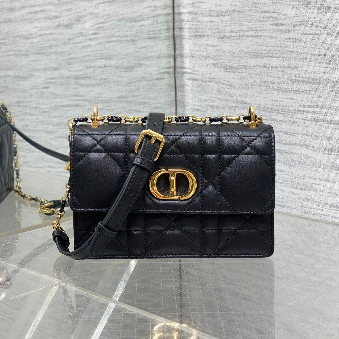Dior Miss Caro Series Black Calfskin Quilted Bag