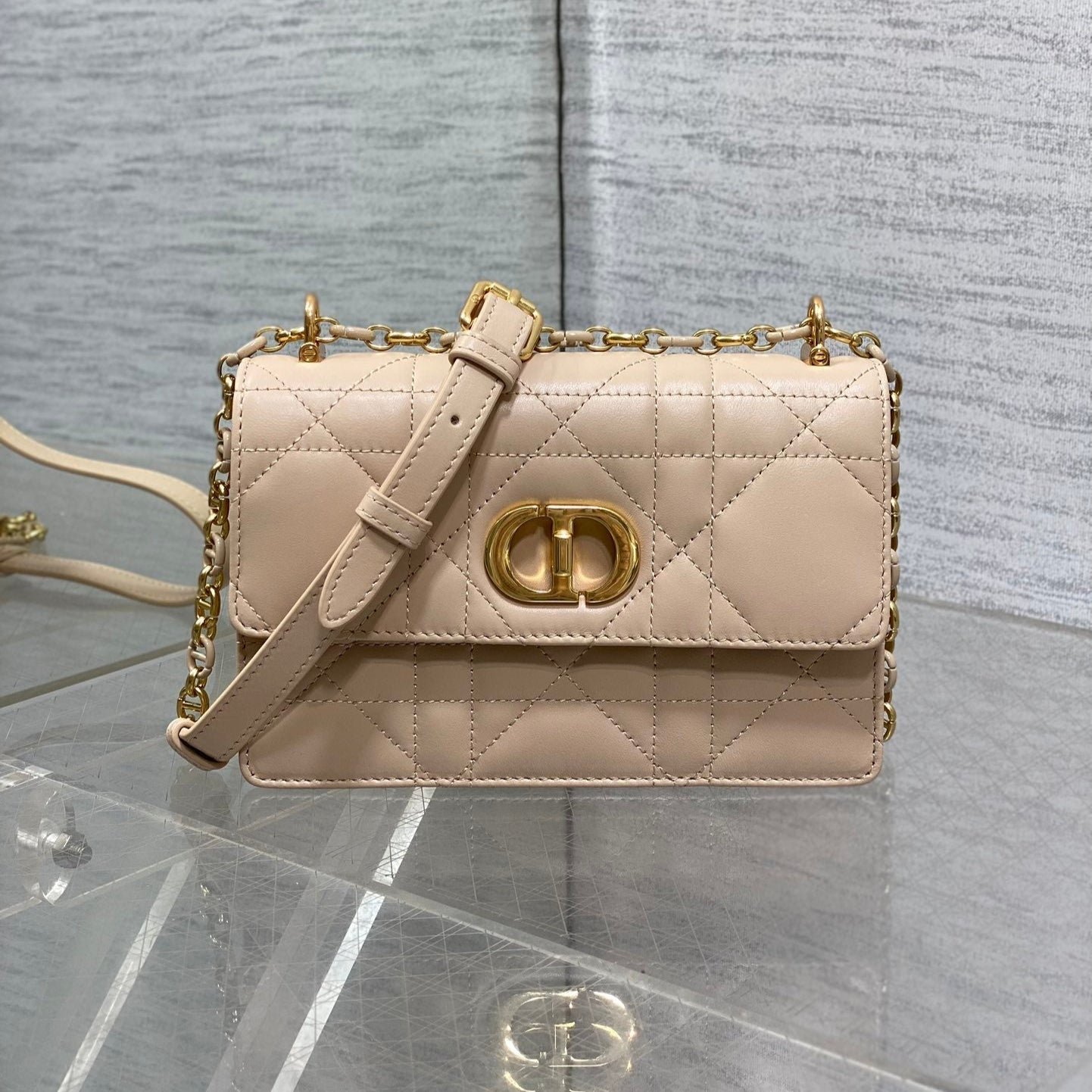 Dior Miss Caro Series Desert Taupe Calfskin Quilted Bag