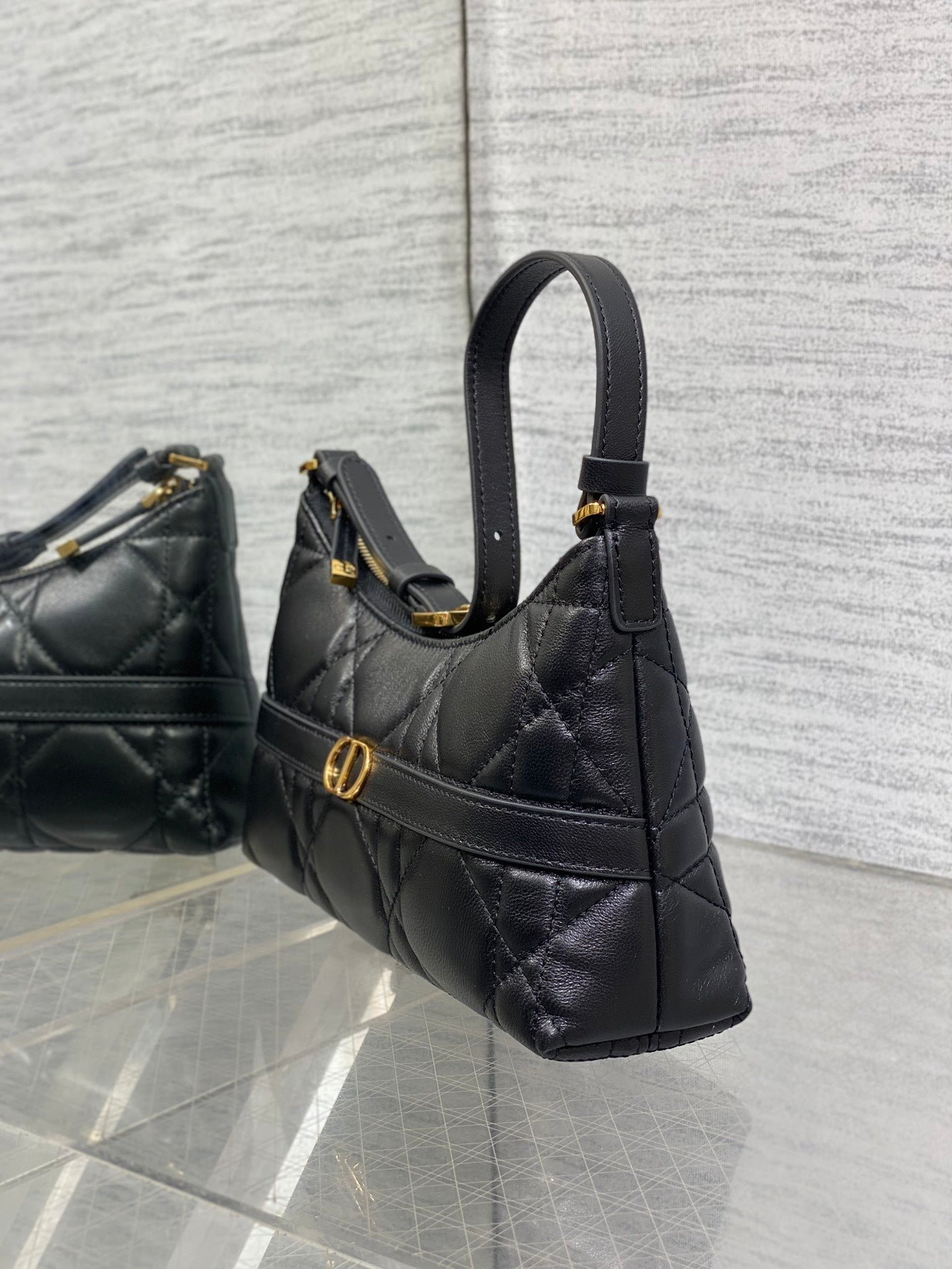Dior Miss Caro Series Black Lambskin Quilted Hobo Bag - Image 2
