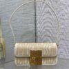 Dior Mini Flap Bag White Lambskin Gold Rhinestones