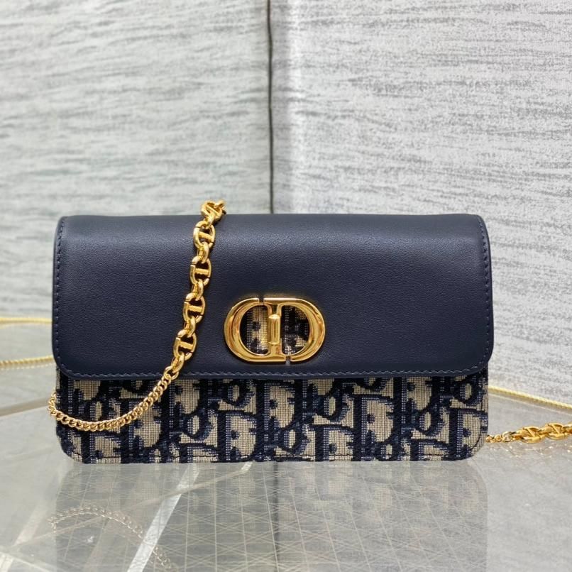 Dior Montaigne Avenue Navy Blue Calfskin Jacquard
