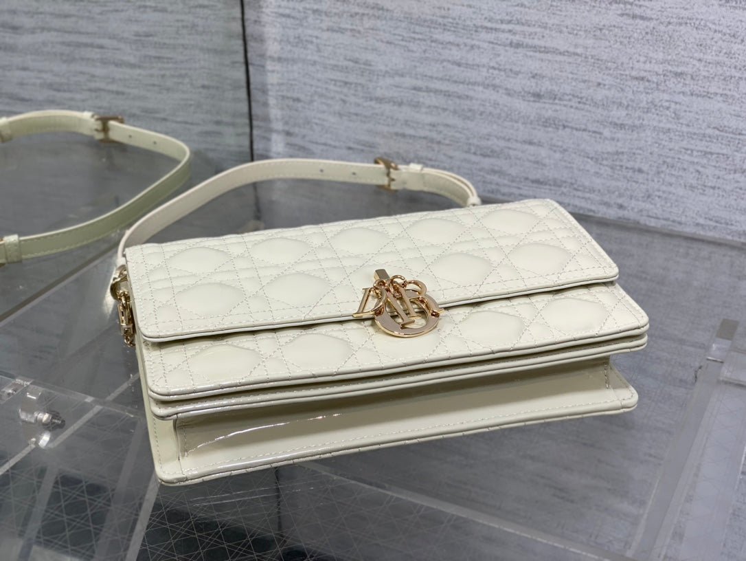 Alternative view of Dior Mini Series 24 Cream Patent Calfskin Quilted Clutch