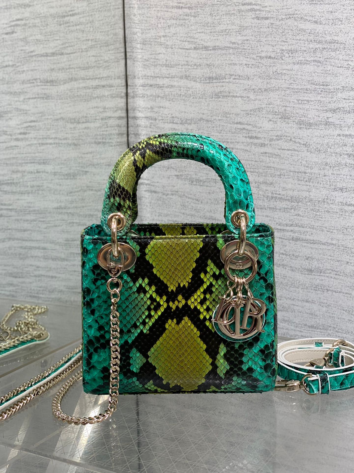 Dior Lady Series Turquoise Multicolor Snakeskin Bag - Image 4