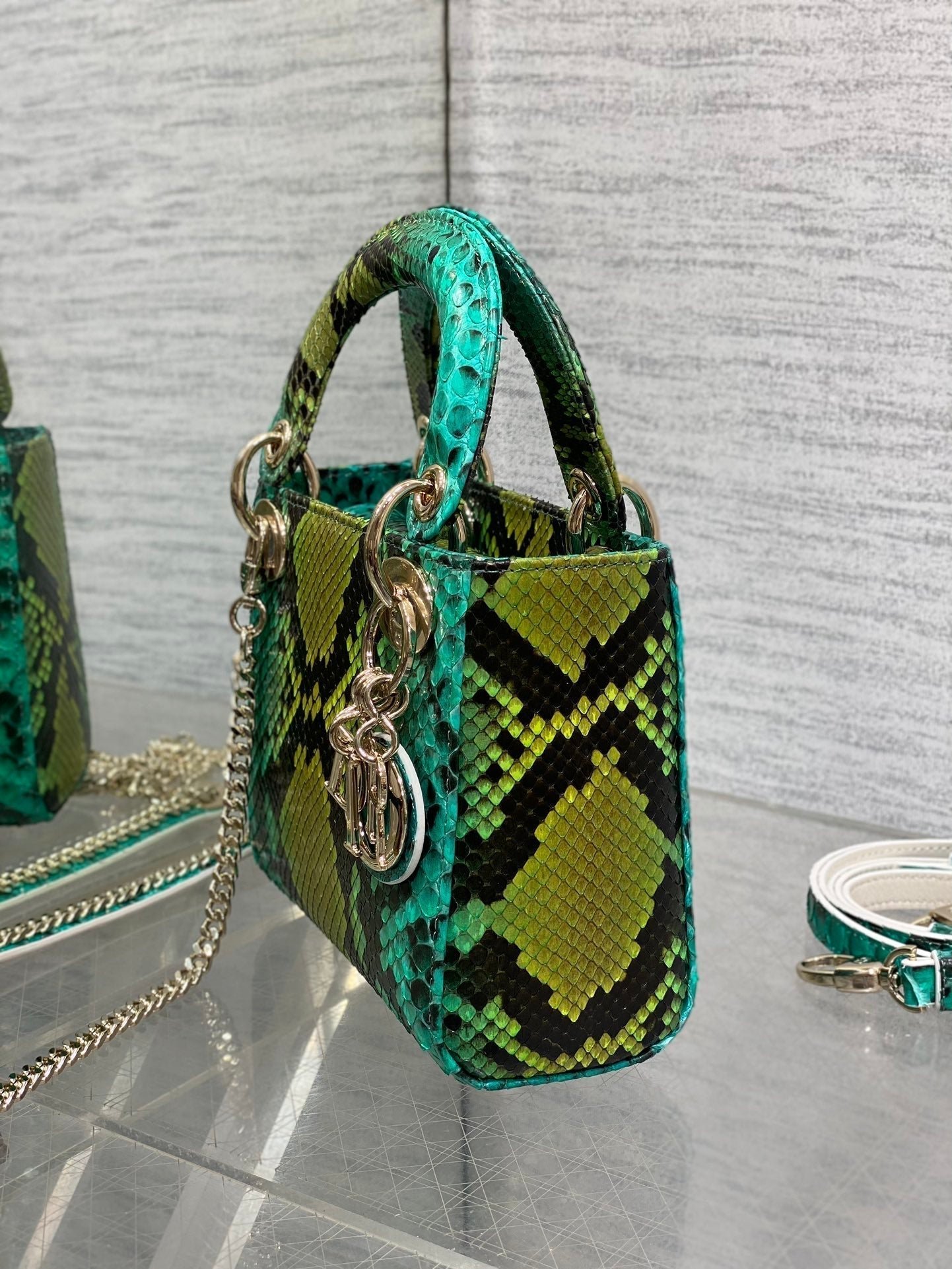 Alternative view of Dior Lady Series Turquoise Multicolor Snakeskin Bag