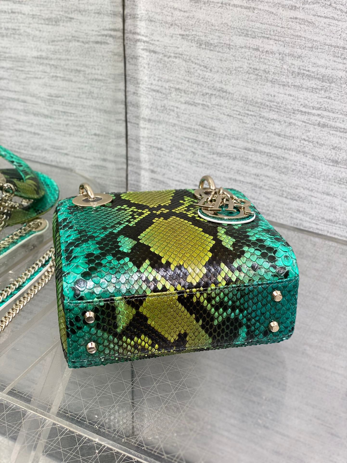 Dior Lady Series Turquoise Multicolor Snakeskin Bag - Image 6