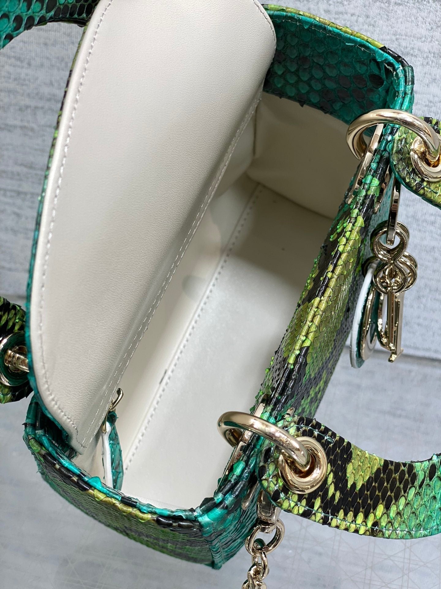 Dior Lady Series Turquoise Multicolor Snakeskin Bag - Image 8