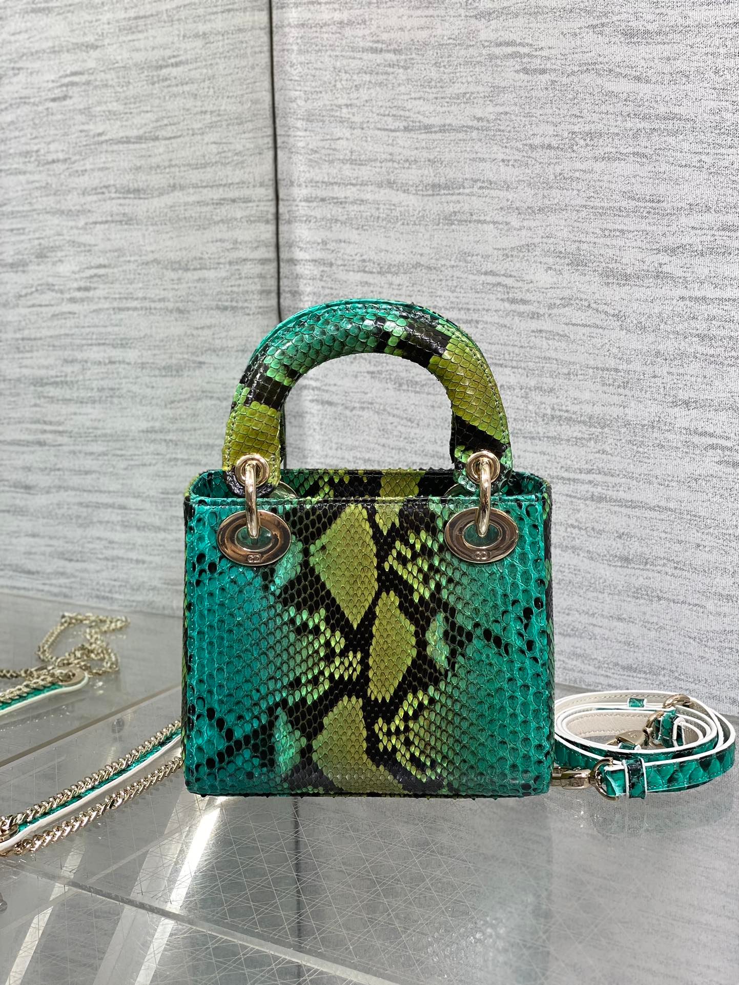 Dior Lady Series Turquoise Multicolor Snakeskin Bag - Image 3
