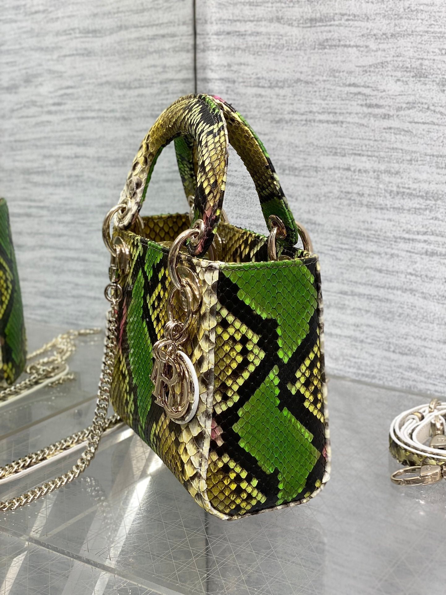 Dior Lady Series Green Multicolor Snakeskin Handbag - Image 6