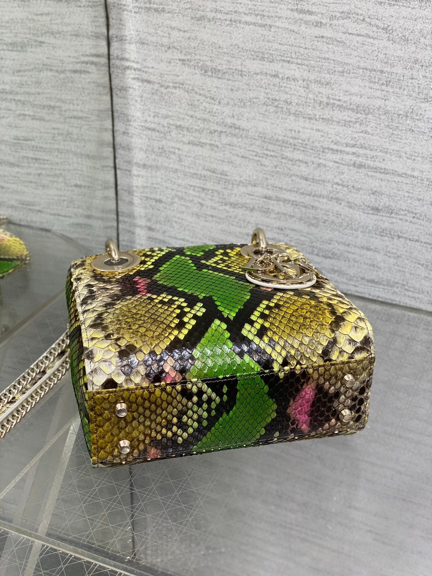 Dior Lady Series Green Multicolor Snakeskin Handbag - Image 8