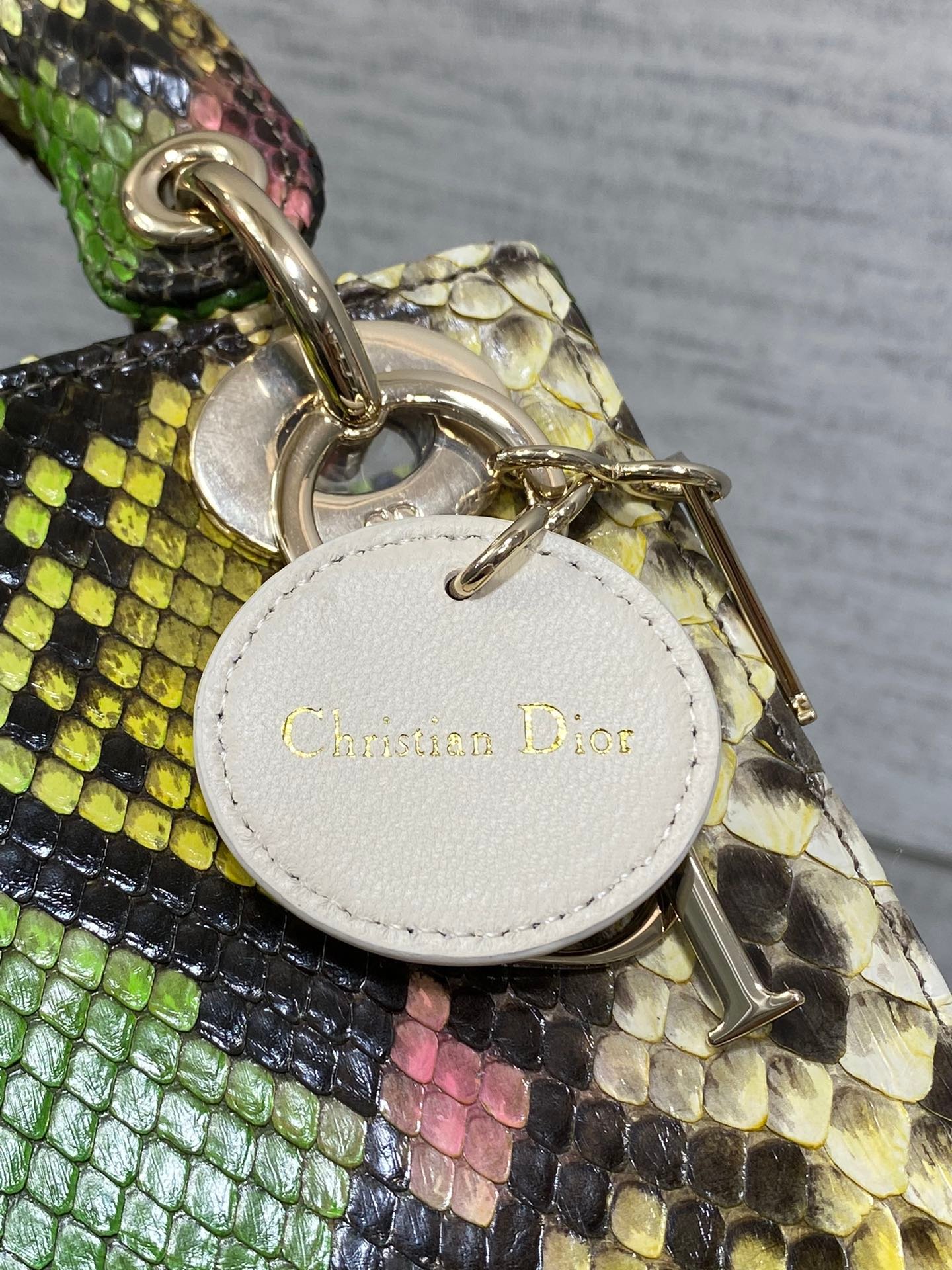 Dior Lady Series Green Multicolor Snakeskin Handbag - Image 5
