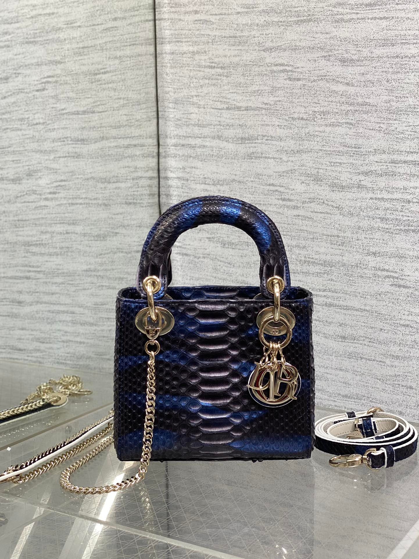 Alternative view of Dior Lady Series Navy Black Snakeskin Handbag