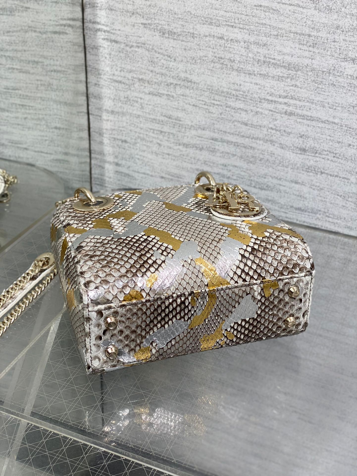 Dior Mini Lady Snakeskin Pattern Lambskin Bag - Image 6