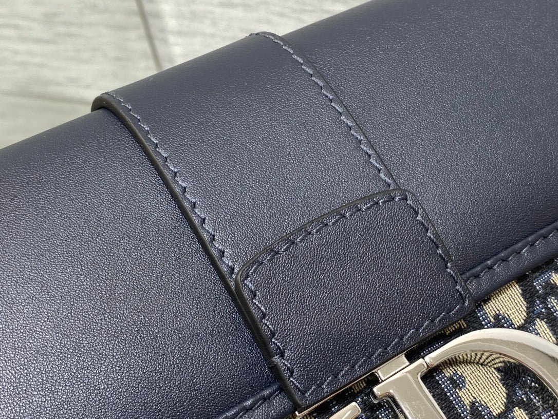 Dior Montaigne 25 Navy Jacquard & Lambskin Flap Bag - Image 9