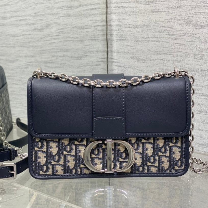 Dior Montaigne 25 Navy Jacquard & Lambskin Flap Bag