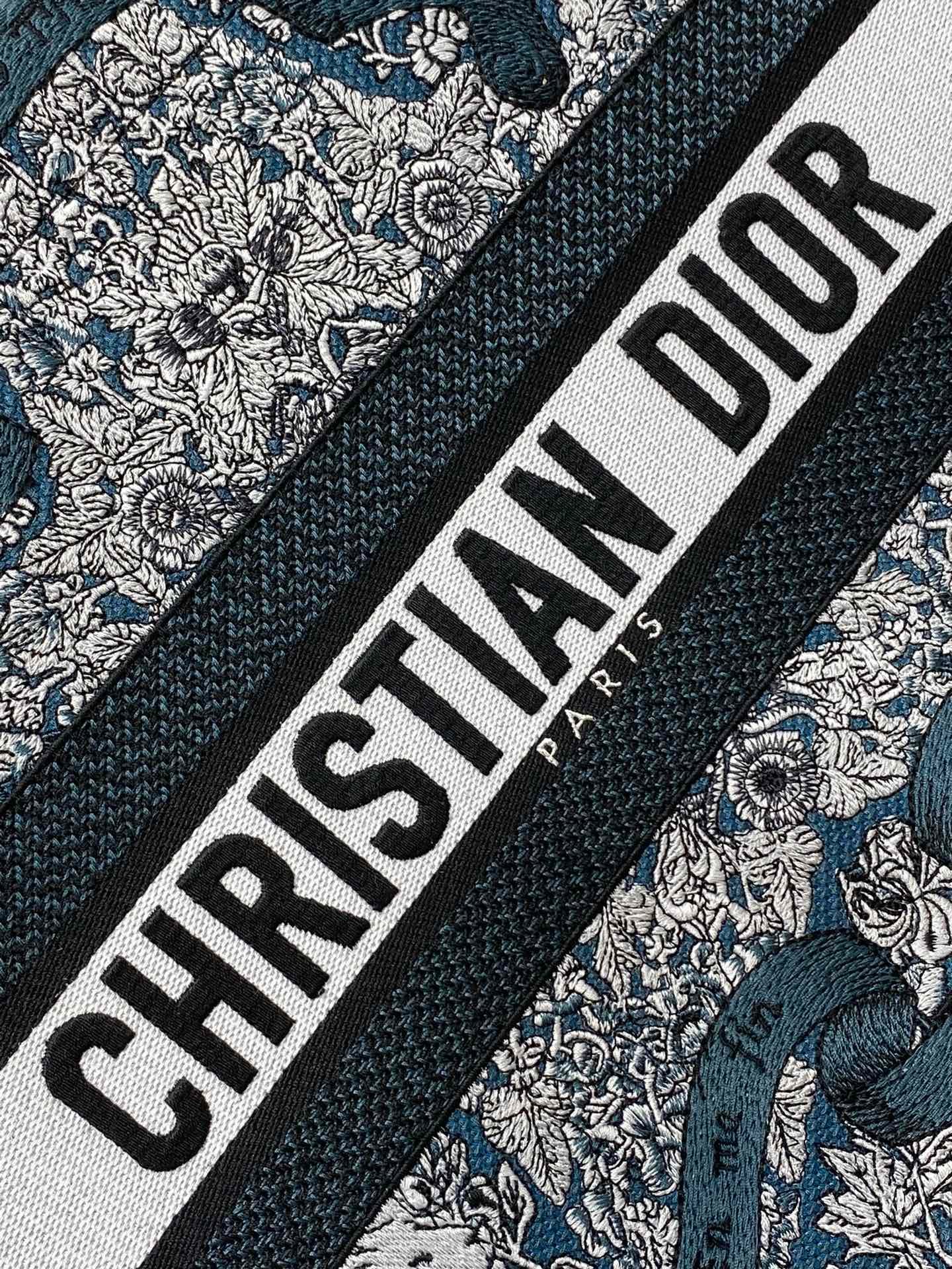 Dior Medium Book Tote 36 Black Blue Print Canvas - Image 8