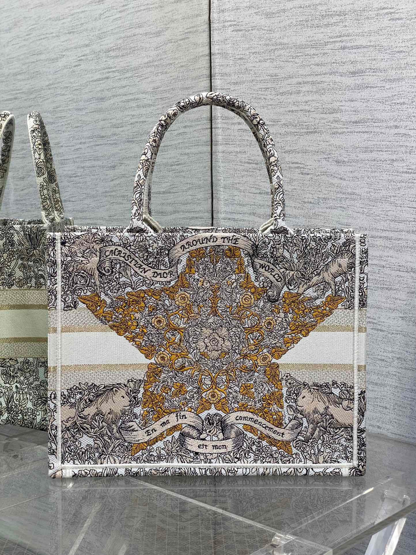 Dior Medium Book Tote 36 Vintage Print Colorful Canvas - Image 3