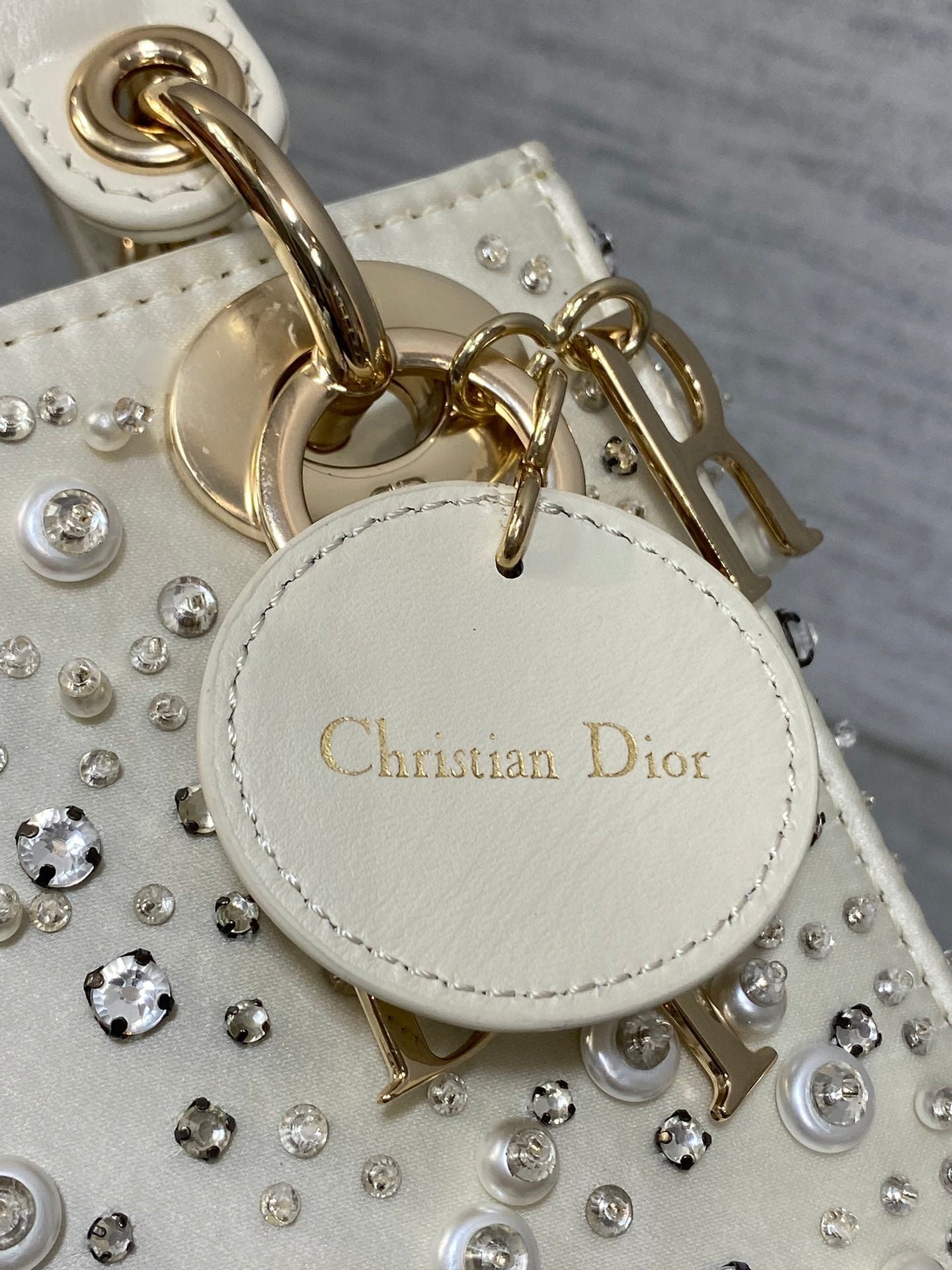 Dior Lady 17cm White Canvas With Sparkling Diamond - Image 6