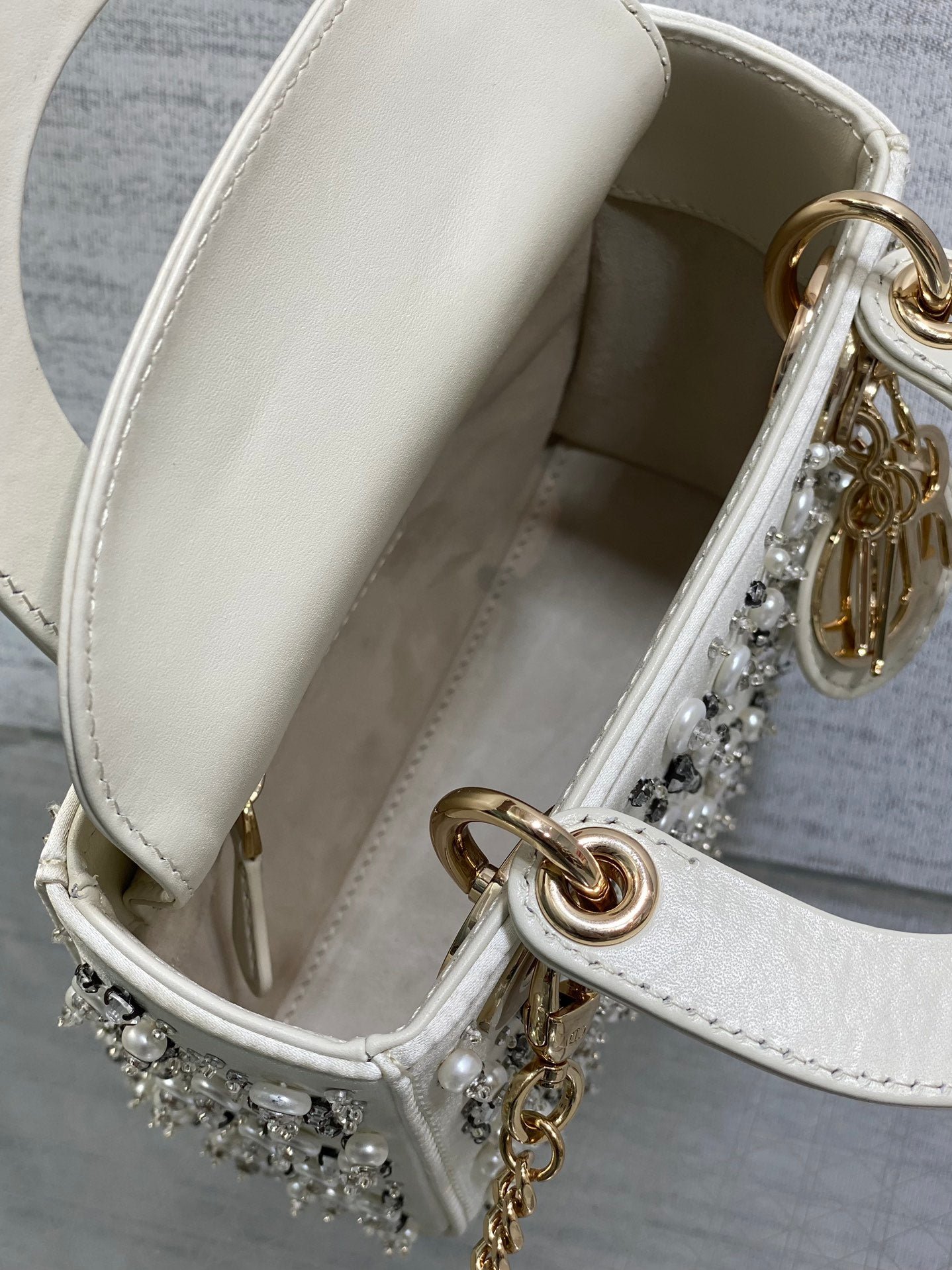 Dior Lady 17cm White Canvas With Sparkling Diamond - Image 7