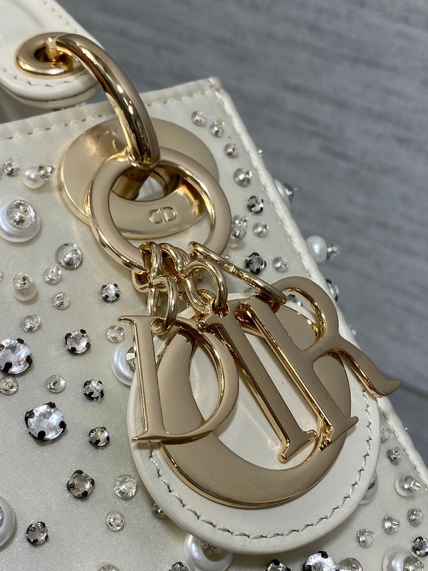 Dior Lady 17cm White Canvas With Sparkling Diamond - Image 5