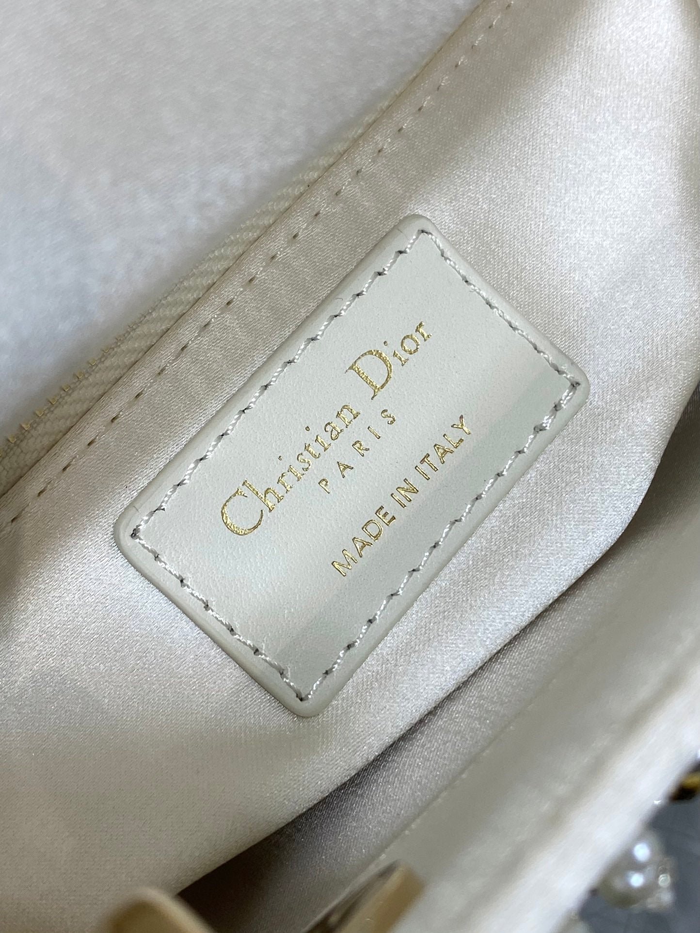 Dior Mini Lady Bag 17 White Satin Beaded Embroidery - Image 8