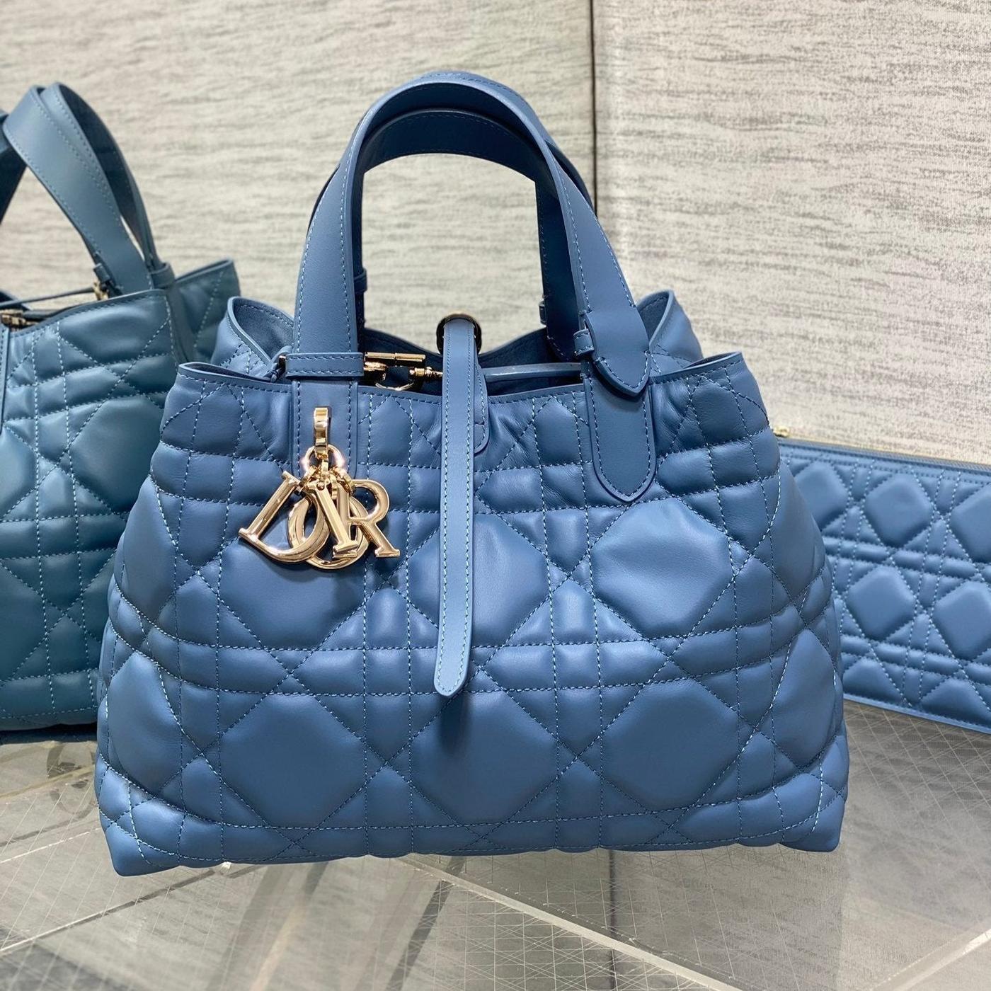 Dior Always Medium Azure Blue Quilted Tote