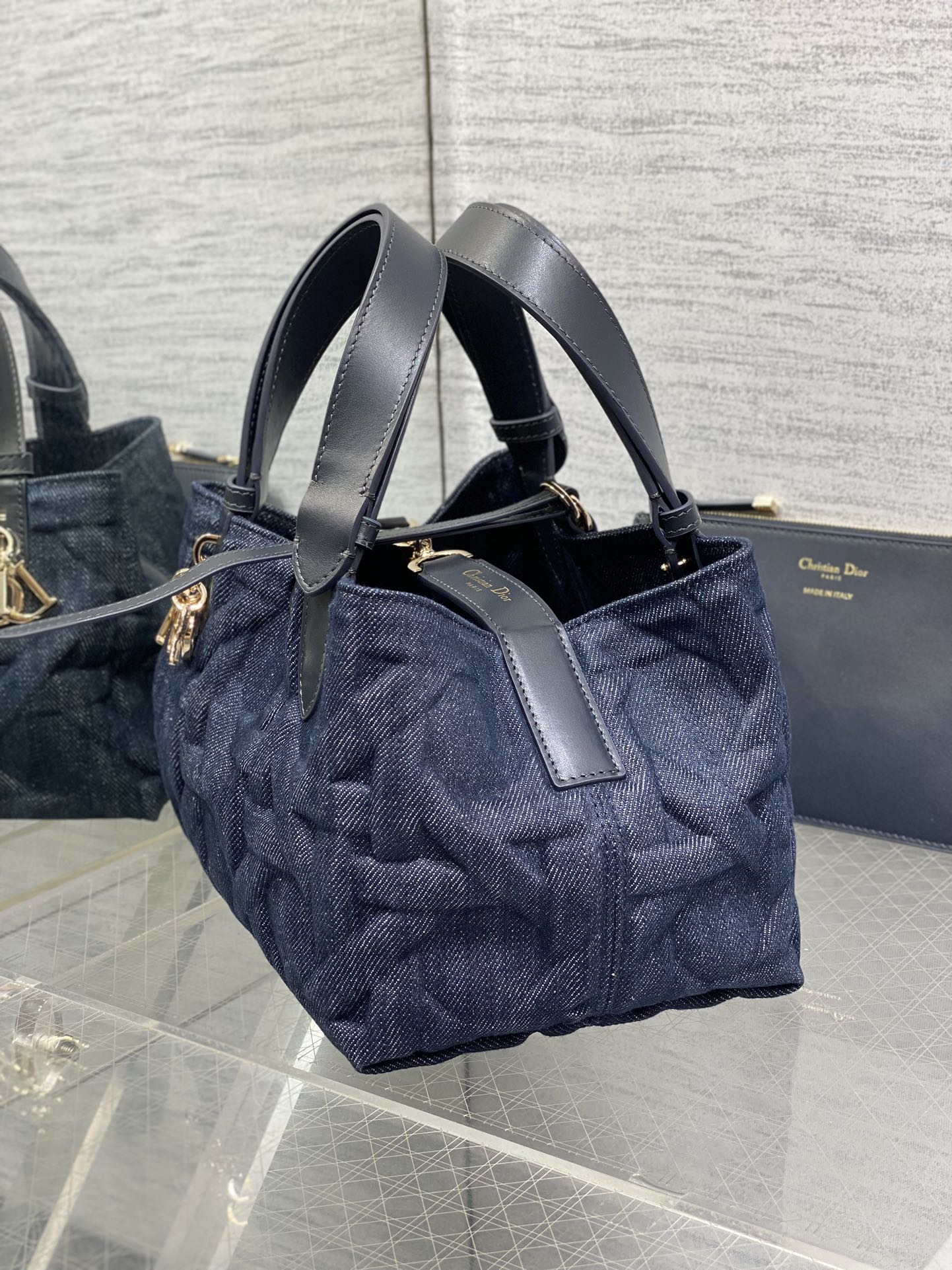 Dior Toujours Mini Blue Denim Graphic Tote Bag - Image 3