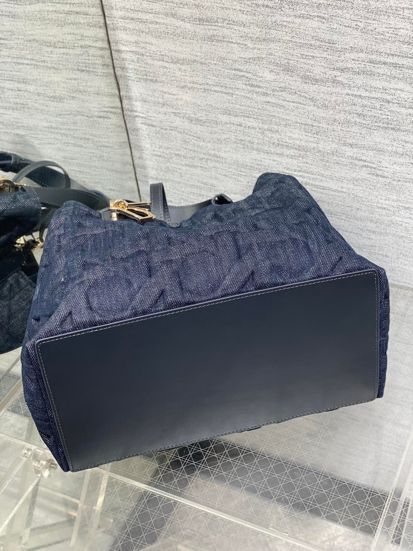 Dior Toujours Medium Blue Denim Graphic Tote - Image 8