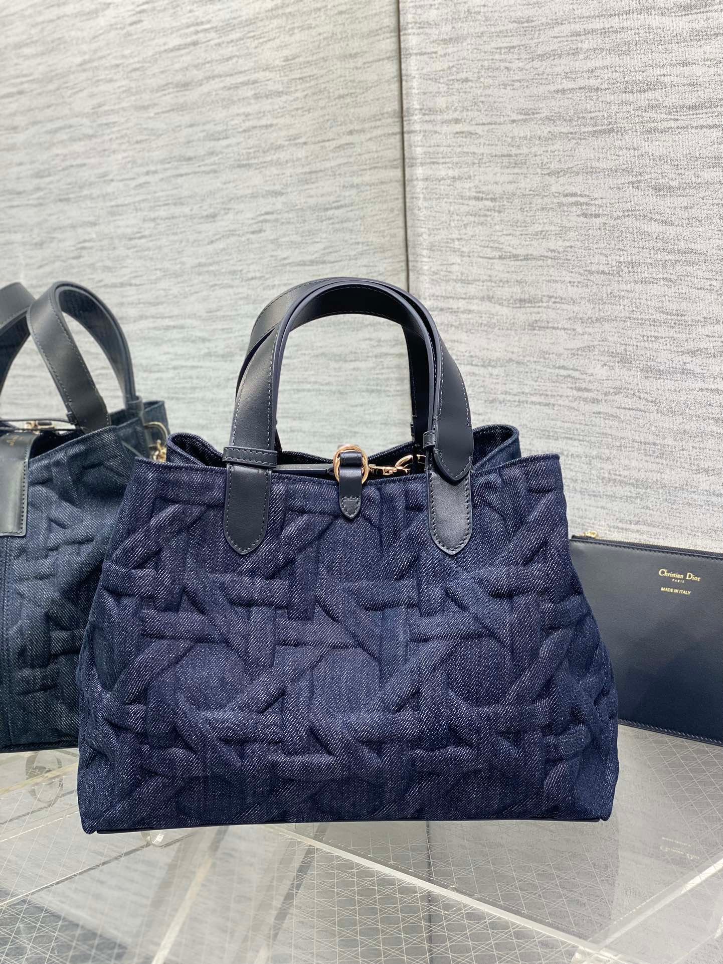 Dior Toujours Medium Blue Denim Graphic Tote - Image 2
