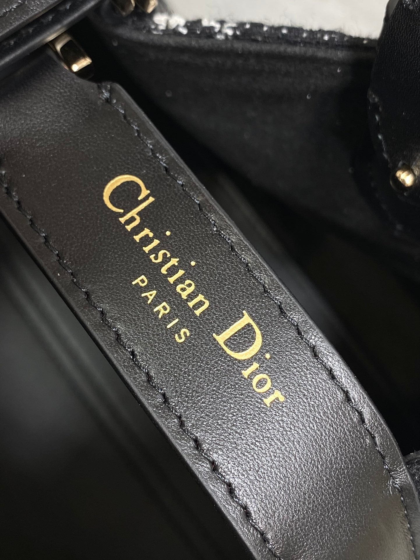 Dior Toujours Medium Black White Tweed Tote - Image 7