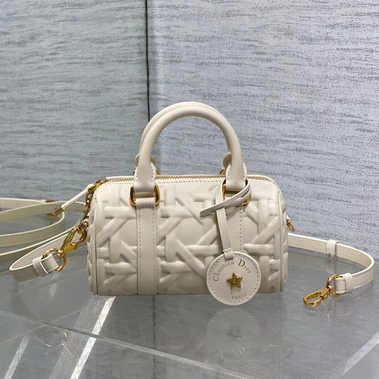 Dior Groove Mini White Cream Quilted Calfskin Bag