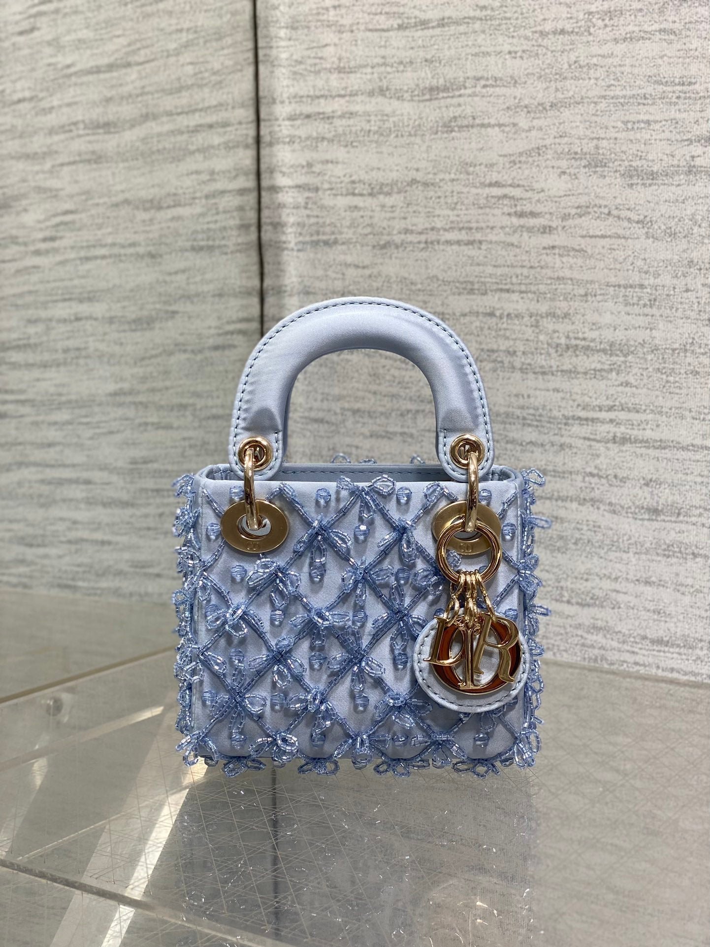Alternative view of Dior Micro Lady Cerulean Blue Satin Beaded Bag