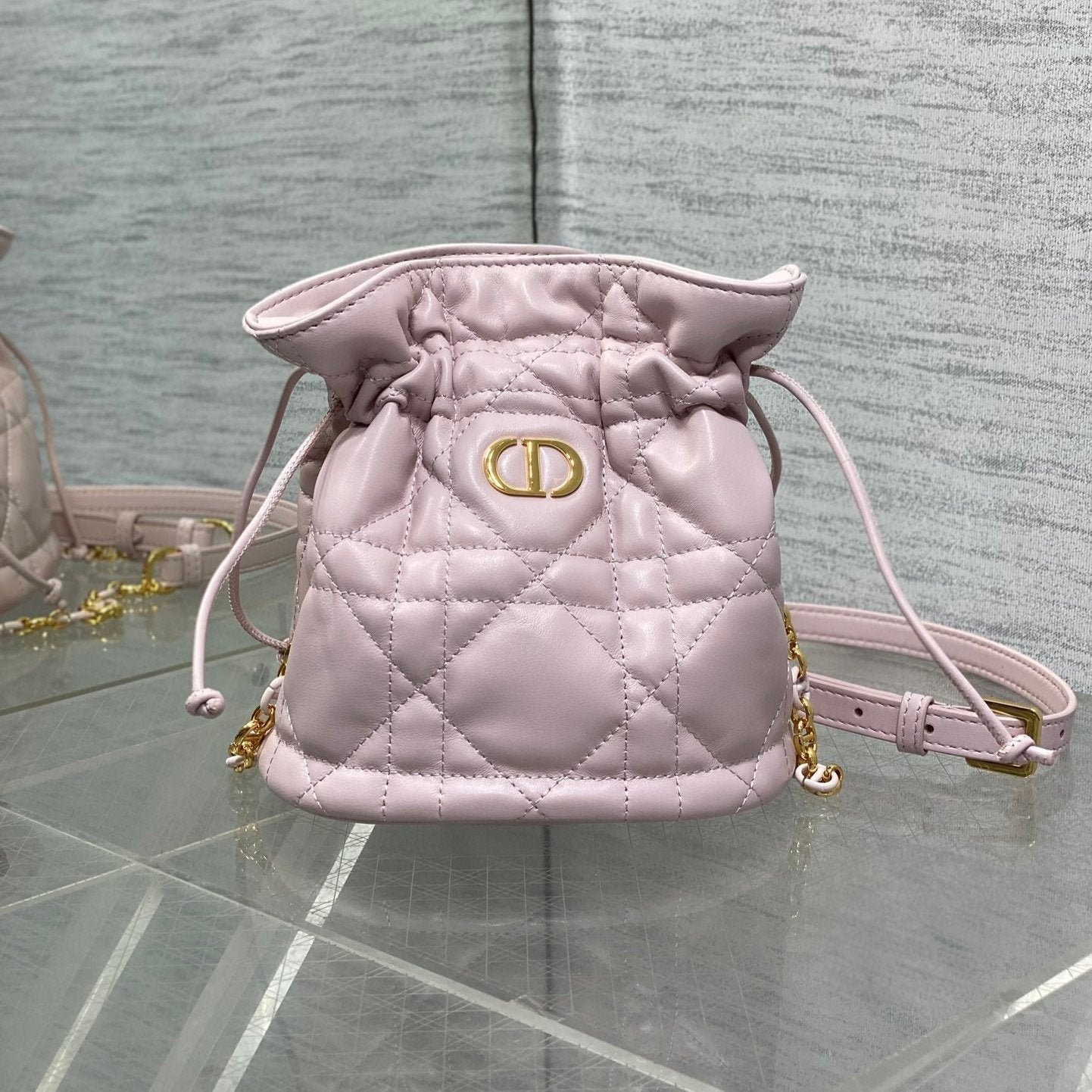 Dior Montaigne 18 Pink Lambskin Bucket Bag