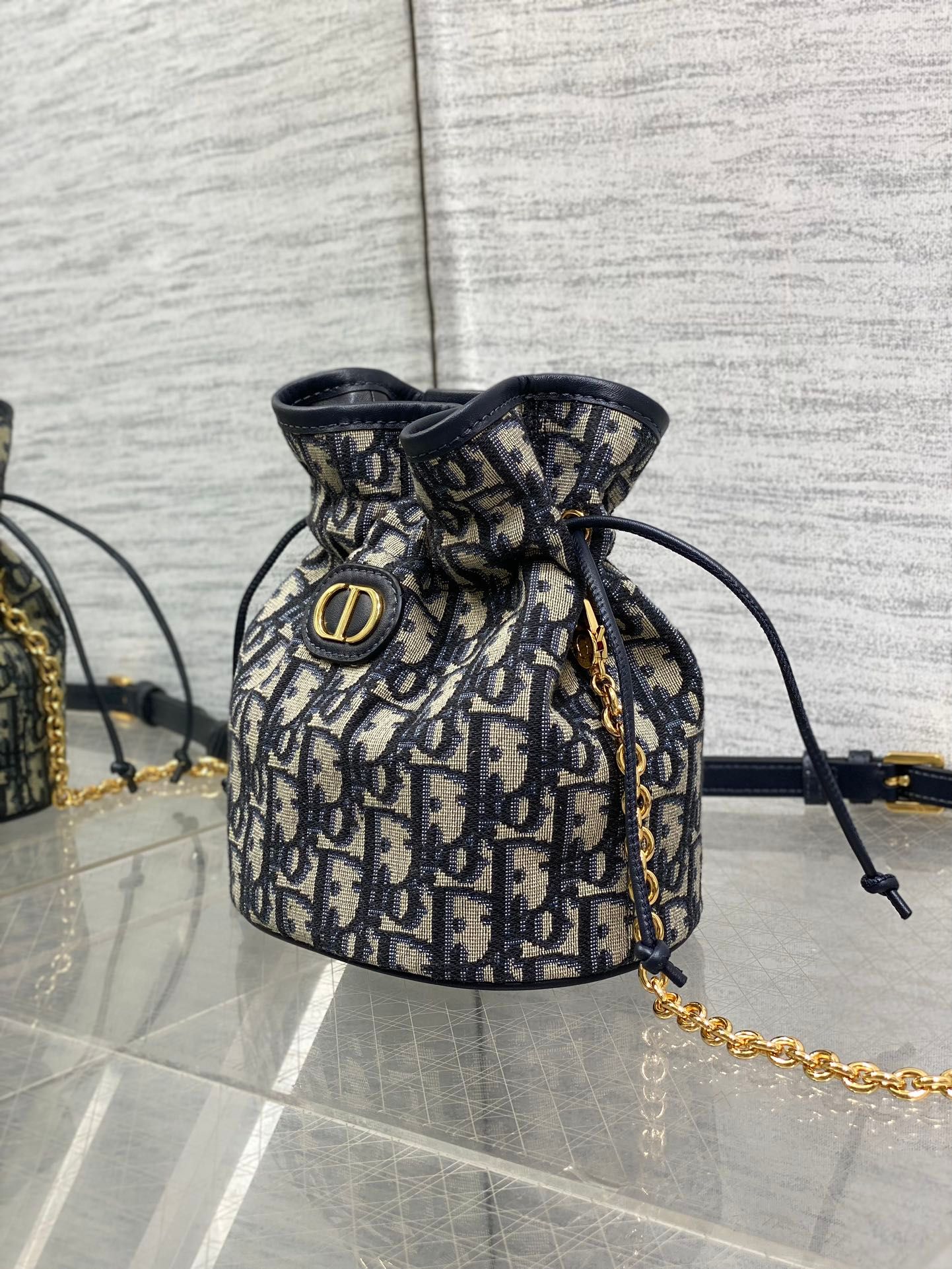 Alternative view of Dior Montaigne 18 Blue Oblique Jacquard Bucket Bag