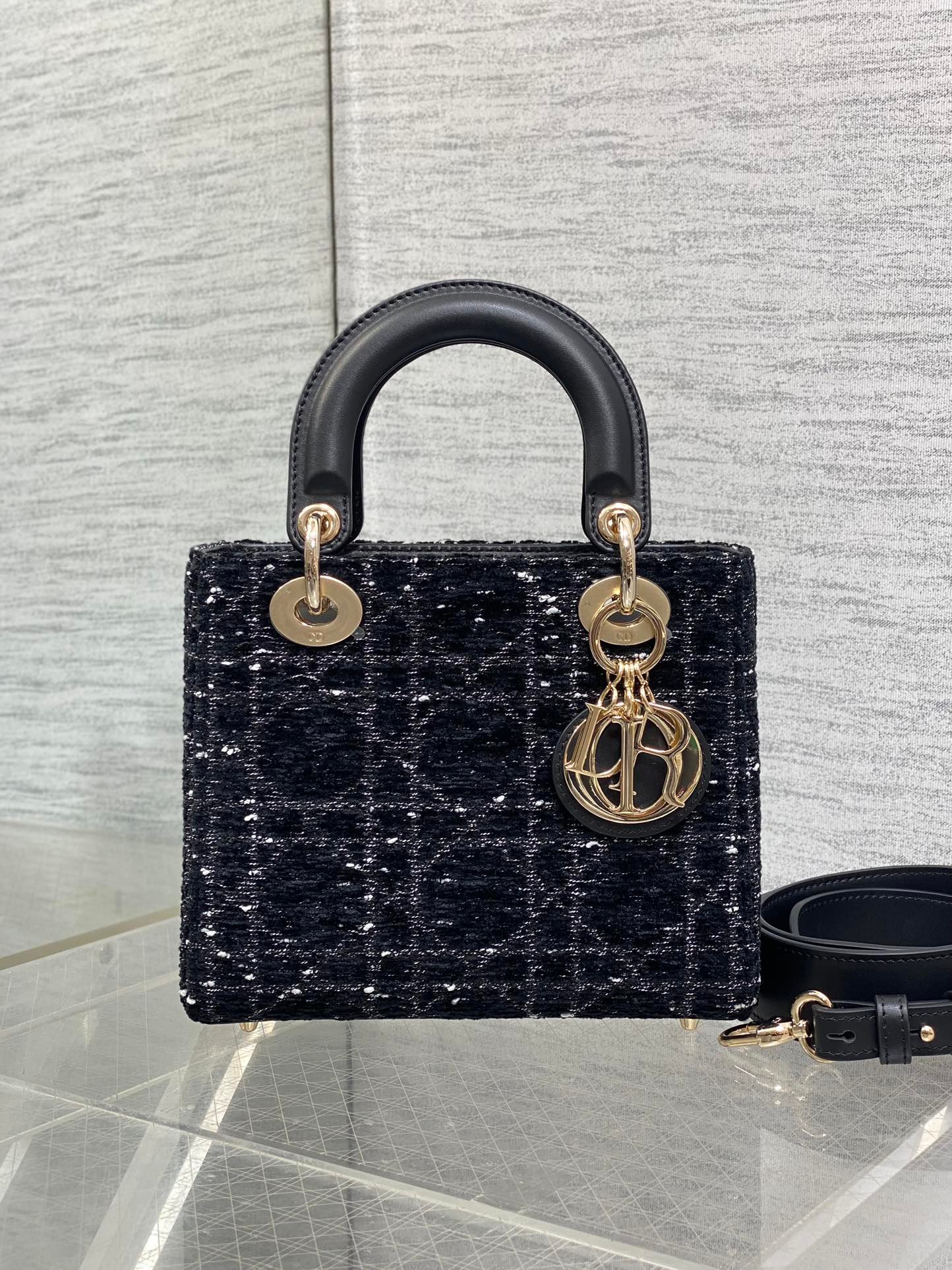 Alternative view of Dior Mini Lady Black White Tweed Bag