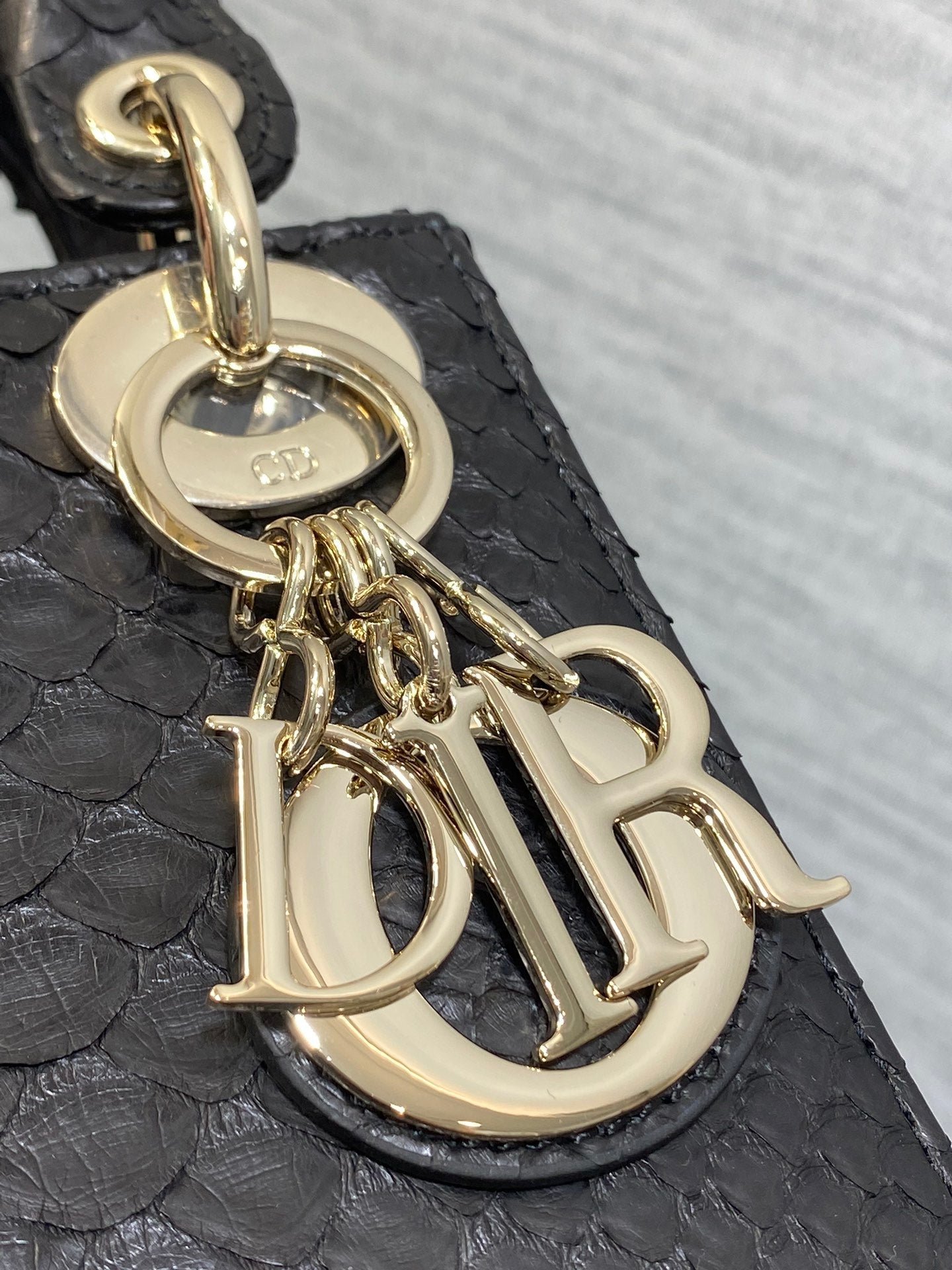 Dior Mini Lady Black Snakeskin Pattern Bag - Image 7